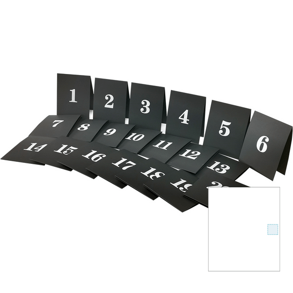 Table Numbers from 1 to 20 Black Paper